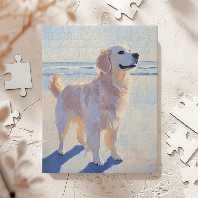 Golden Retriever på stranden Pussel (Skapare uppladdad)