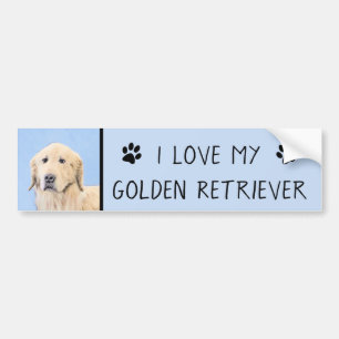 Golden Retriever Painting - Cute Original Hund Art Bildekal