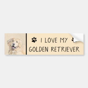 Golden Retriever Painting - Cute Original Hund Art Bildekal