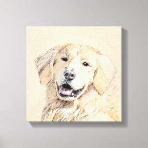 Golden Retriever Painting - Cute Original Hund Art Canvastryck