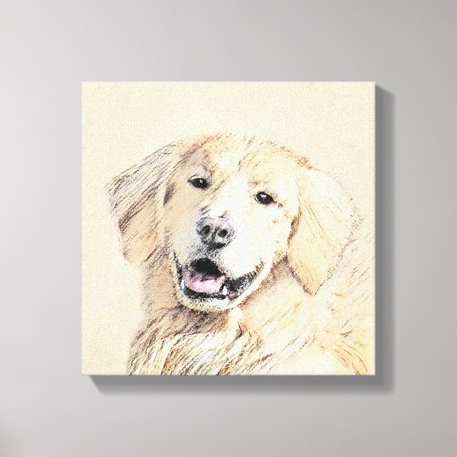 Golden Retriever Painting - Cute Original Hund Art Canvastryck (Framsida)