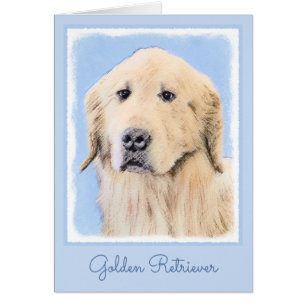 Golden Retriever Painting - Cute Original Hund Art Hälsningskort