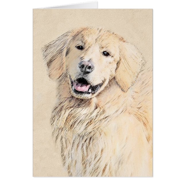 Golden Retriever Painting - Cute Original Hund Art Hälsningskort (Framsidan)