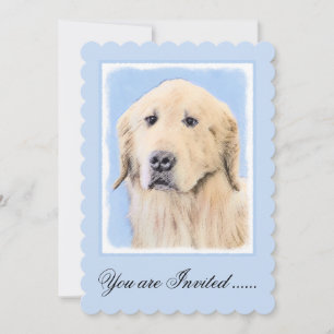 Golden Retriever Painting - Cute Original Hund Art Inbjudningar