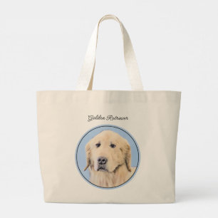 Golden Retriever Painting Cute Original Hund Art Jumbo Tygkasse