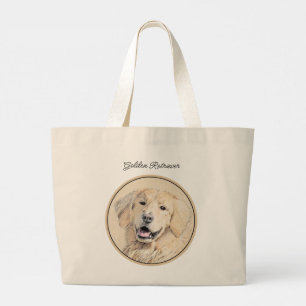 Golden Retriever Painting Cute Original Hund Art Jumbo Tygkasse