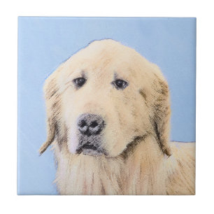 Golden Retriever Painting - Cute Original Hund Art Kakelplatta