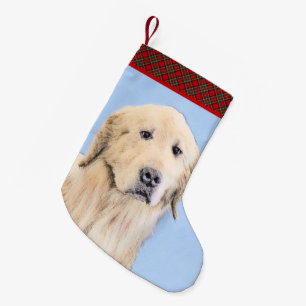 Golden Retriever Painting - Cute Original Hund Art Liten Julstrumpa