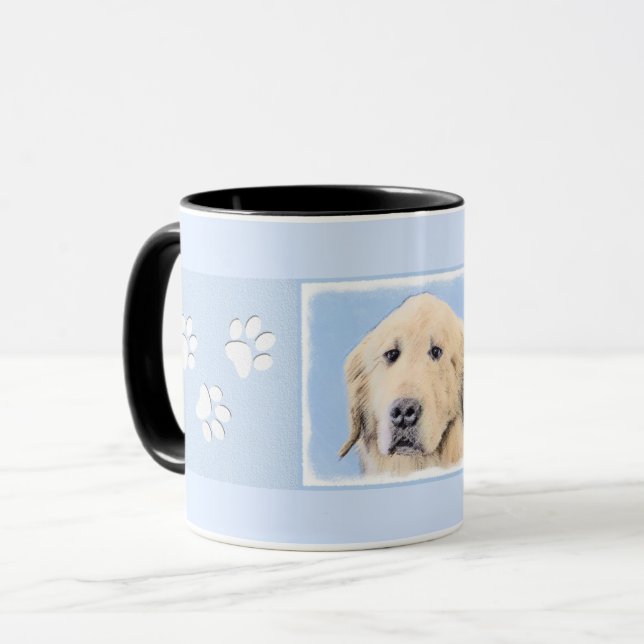 Golden Retriever Painting - Cute Original Hund Art Mugg (Framsida vänster)