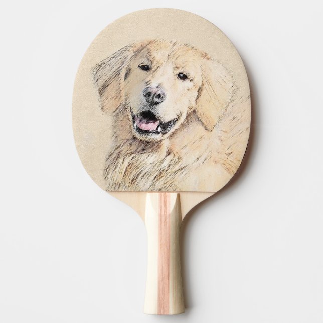 Golden Retriever Painting - Cute Original Hund Art Pingisracket (Framsidan)