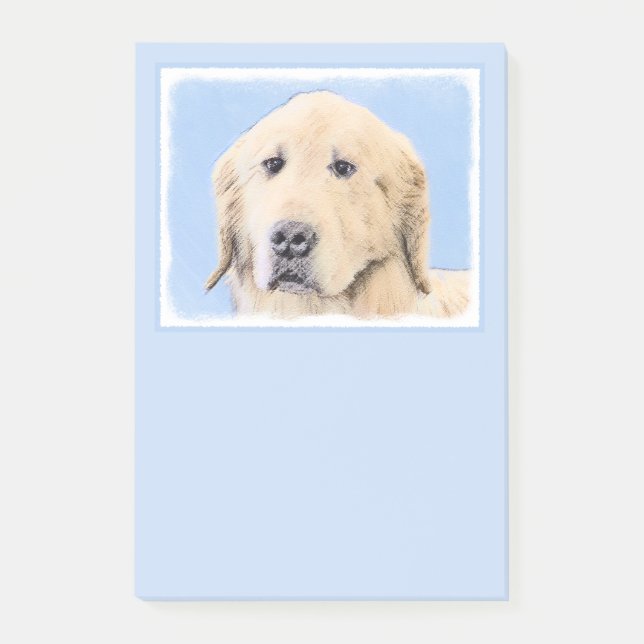 Golden Retriever Painting - Cute Original Hund Art Post-it Block (Framsida)