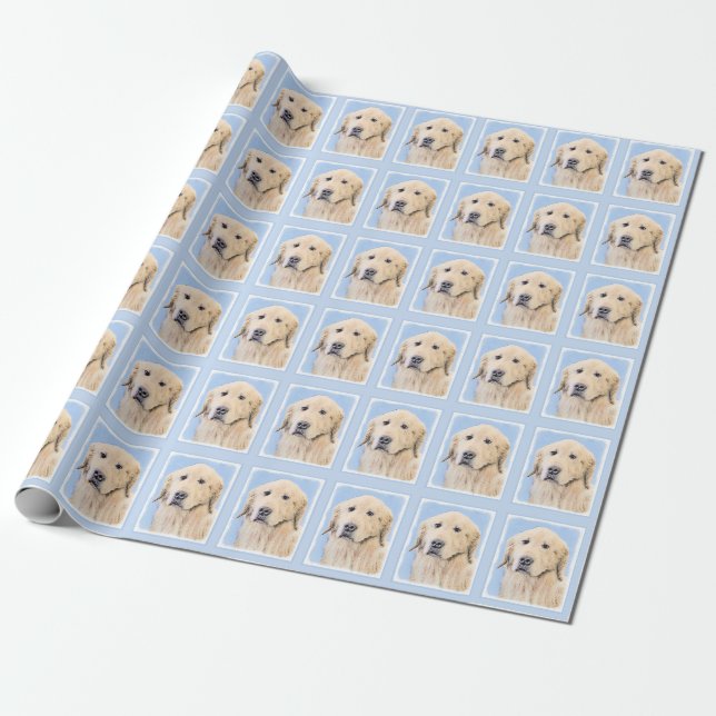 Golden Retriever Painting - Cute Original Hund Art Presentpapper (Utrullad)
