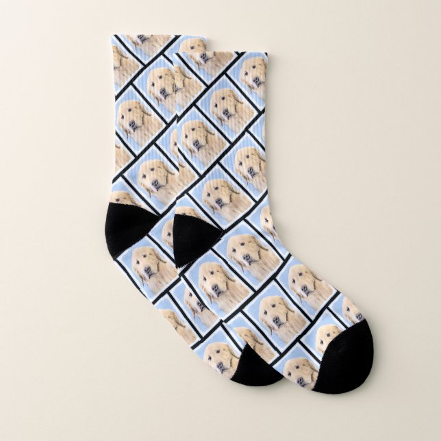Golden Retriever Painting Cute Original Hund Art Strumpor (Par)