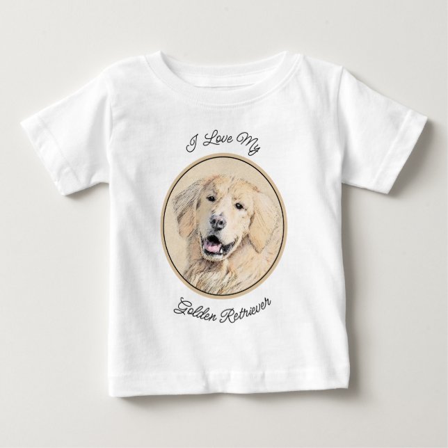 Golden Retriever Painting - Cute Original Hund Art T Shirt (Framsida)