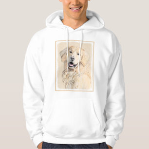 Golden Retriever Painting - Cute Original Hund Art Tröja Med Luva