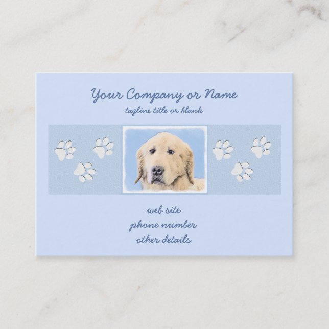 Golden Retriever Painting - Cute Original Hund Art Visitkort (Framsida)