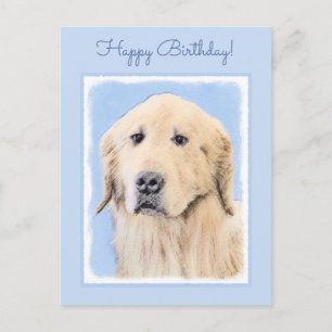 Golden Retriever Painting - Cute Original Hund Art Vykort