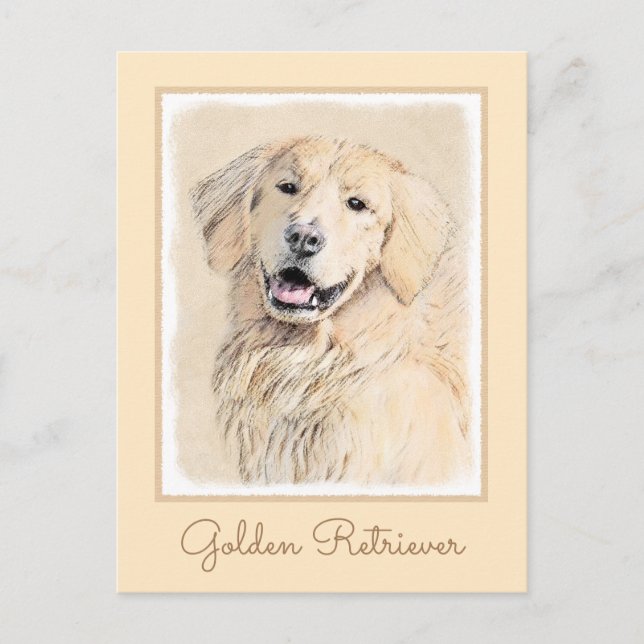 Golden Retriever Painting - Cute Original Hund Art Vykort (Framsida)