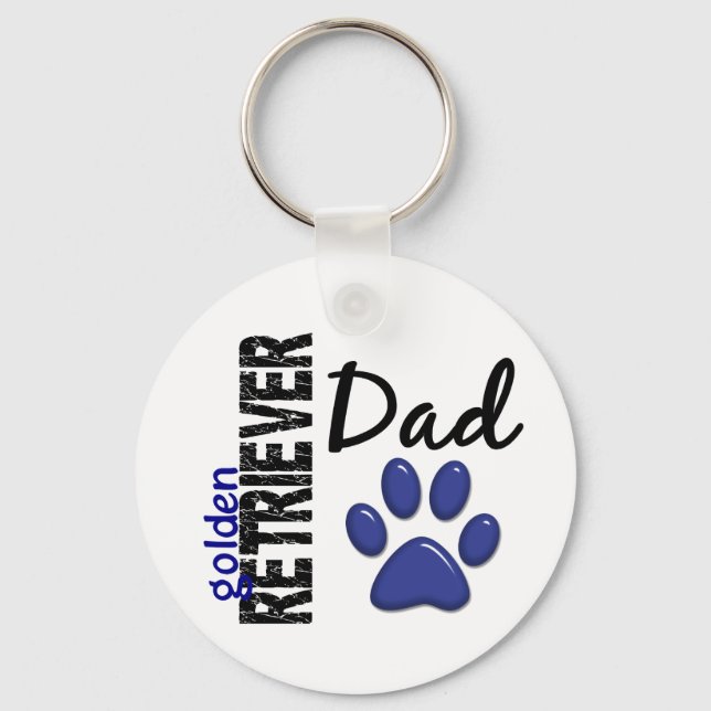 Golden Retriever Pappa 2 Nyckelring (Framsida)