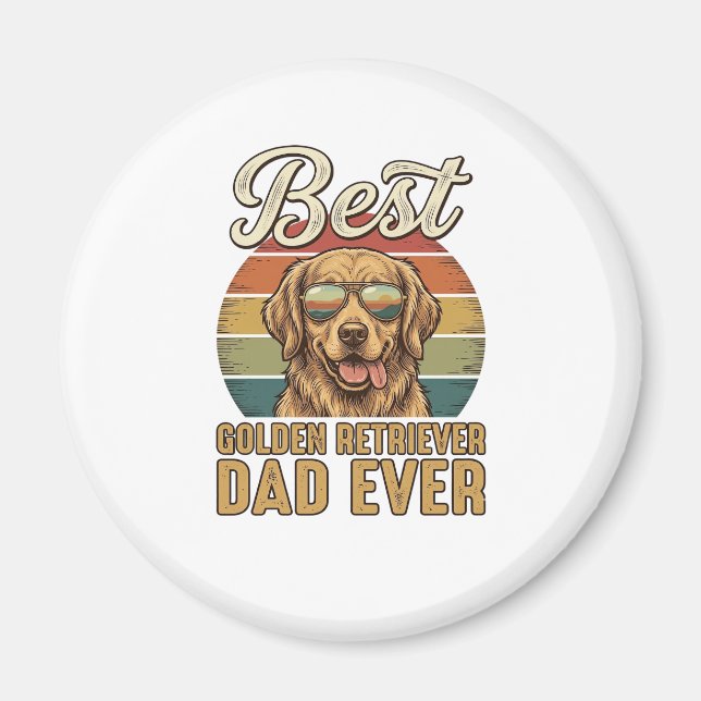 Golden Retriever Pappa Alltid Vintage Solnedgång T Magnet (Framsidan)
