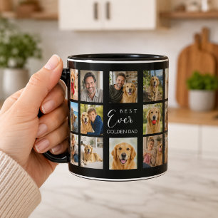 Golden Retriever pappa far fotokollage svart Mugg