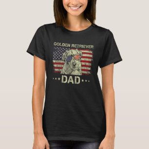 Golden Retriever Pappa Hundälskare Amerikansk Flag T Shirt
