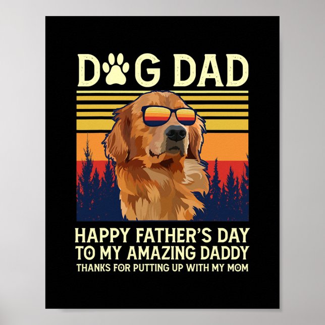 Golden Retriever Pappa Lycklig Fars dag till min Poster (Framsidan)