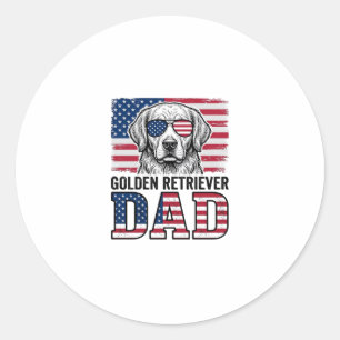 Golden Retriever Pappa Patriotisk Vintage Hundtröj Runt Klistermärke