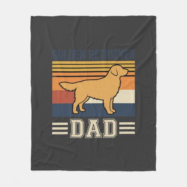 Golden Retriever Pappa Retro Hund Fleecefilt (Framsidan)