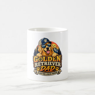 Golden Retriever Pappa Retro Vintage Solnedgång Kaffemugg
