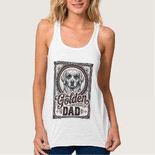 Golden Retriever Pappa Vintage Gravyr Design_1 Linne Med Racerback