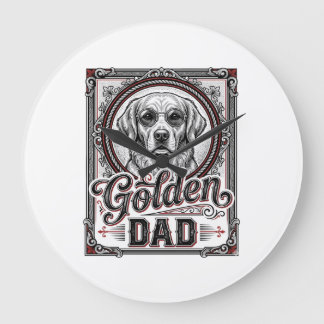 Golden Retriever Pappa Vintage Gravyr Design_1 Stor Klocka