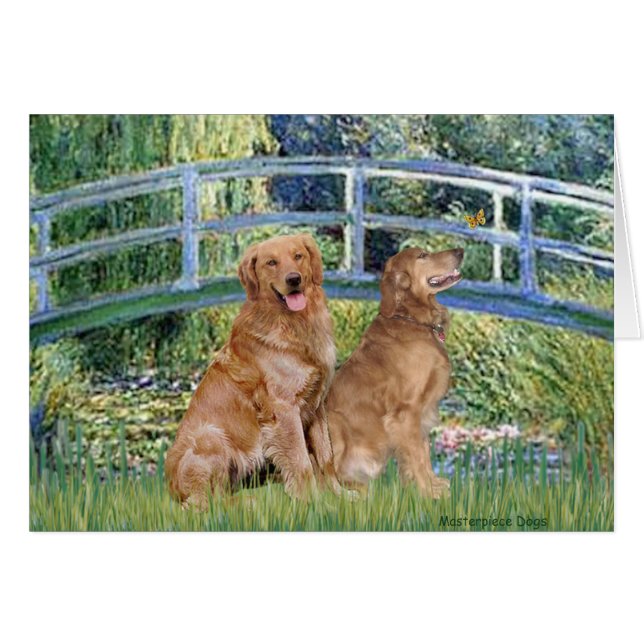 Golden Retriever Par 1 - Lily Bridge Hälsningskort (Framsidan Horizontal)