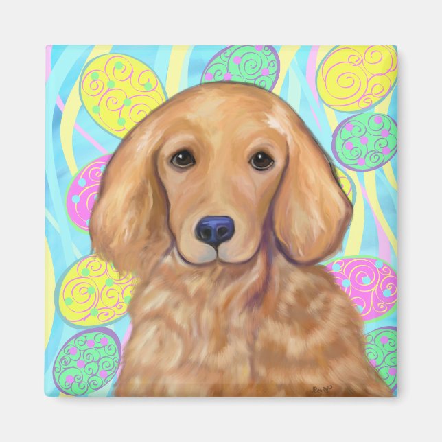 Golden Retriever Påsk Magnet (Framsidan)