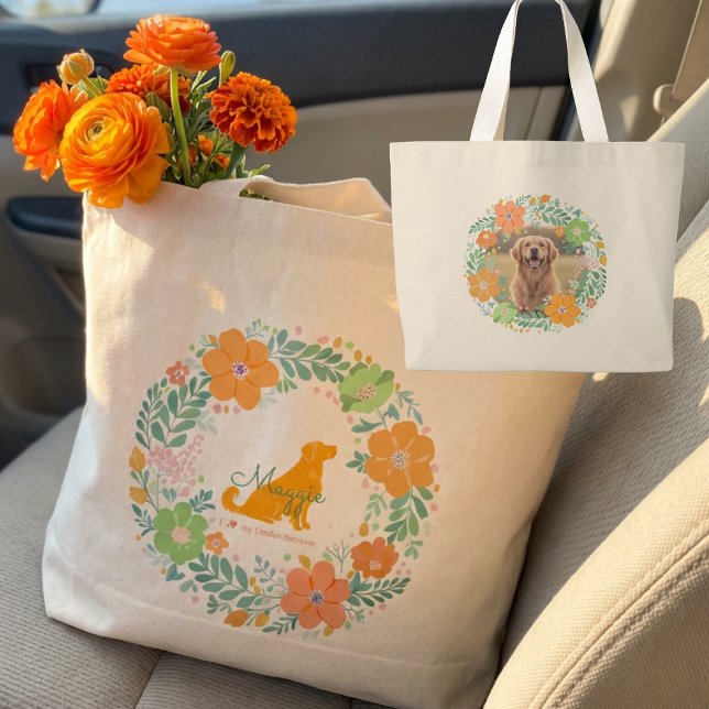 Golden Retriever Pastel Orange Personalized Jumbo Tygkasse (Skapare uppladdad)
