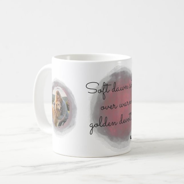 Golden Retriever Pastel Pink Custom Photo & Name Kaffemugg (Framsida vänster)