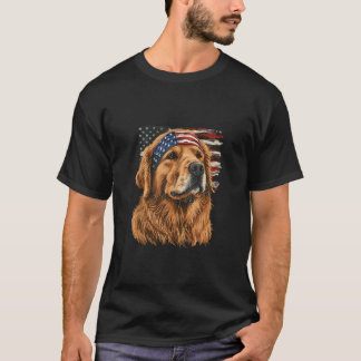Golden Retriever Patriotic 4:e juli USA USA T Shirt