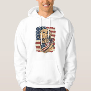 Golden Retriever Patriotisk Vintage Vektor Design_ Hoodie