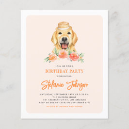 Golden Retriever Peach Födelsedagsfest inbjudan