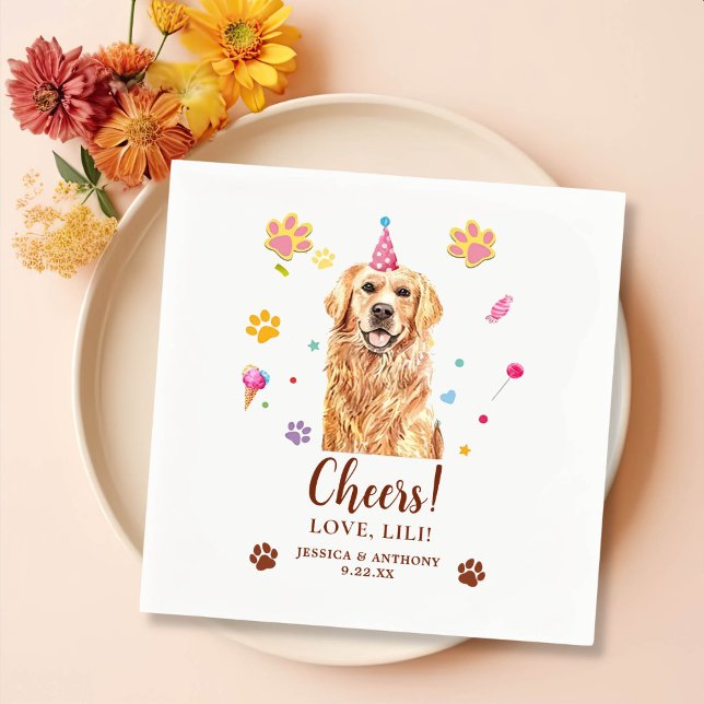 Golden Retriever Personlig Cheers för Hund Pappersservett (Skapare uppladdad)
