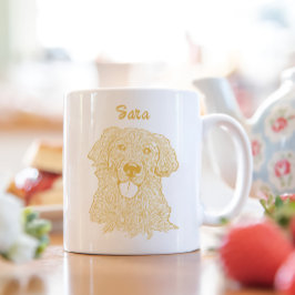 Golden Retriever Personlig Hand Teckning Kaffemugg