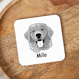 Golden Retriever Personlig Hand Teckning Underlägg Papper Kvadrat