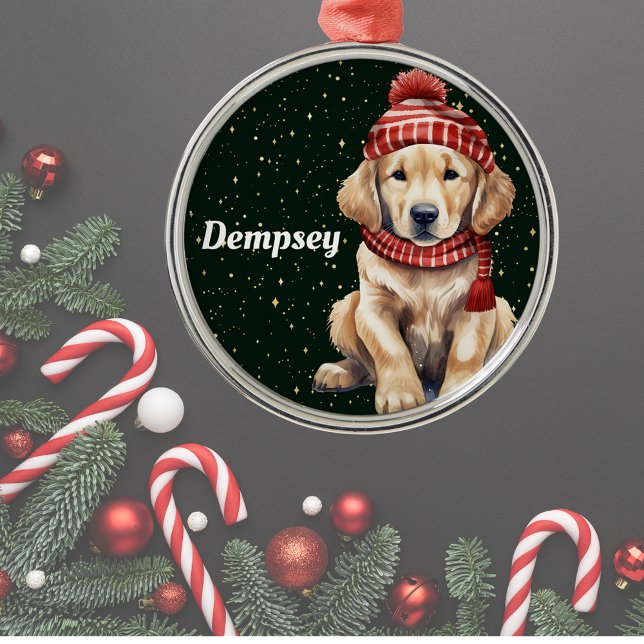 Golden Retriever Personlig jul - prydnadsföremål Julgransprydnad Metall (Skapare uppladdad)