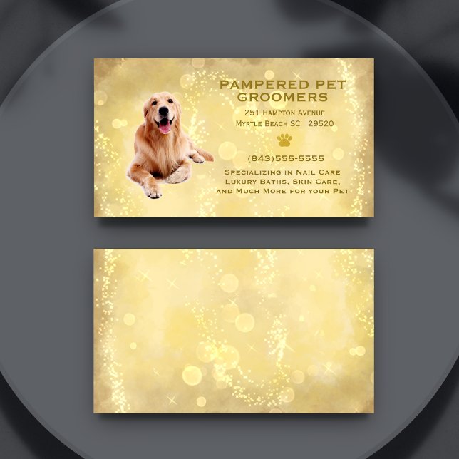 Golden Retriever Pet Groomer Spa Visitkort (Skapare uppladdad)
