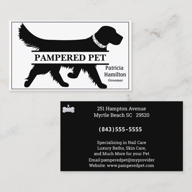 Golden Retriever Pet Groomer/ Vet Visitkort (Fram/baksida)