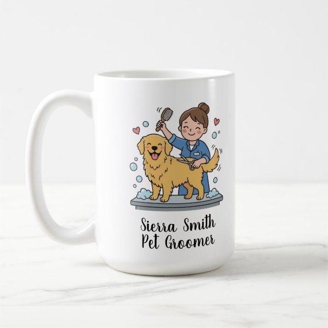 Golden Retriever Pet Grooming Professional Coffee Kaffemugg (Vänster)