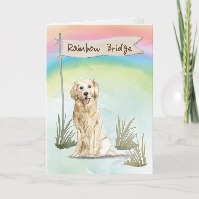 Golden Retriever Pet Sympathy over Rainbow Bridge Kort (Framsida)