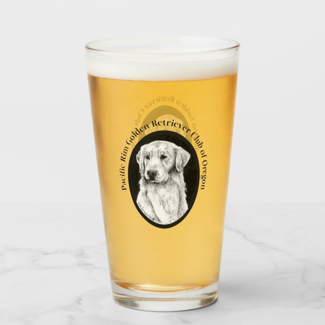 Golden Retriever Pint Glass Glaskopp (Framsida fylld)
