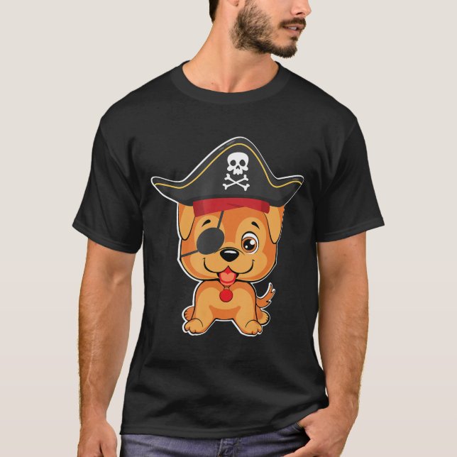 Golden Retriever Pirat Costume Halloween Kärlek T Shirt (Framsida)
