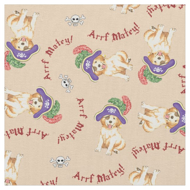 Golden Retriever Pirat Fabric Tyg (Närbild)